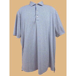 Johnnie-O Mens Blue Striped Polo Shirt XL